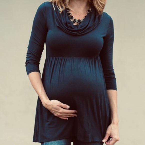 Pinkblush Tops - 🎉HP!🎉🤗🤰PinkBlush Navy Maternity Cowl Neck Top✨